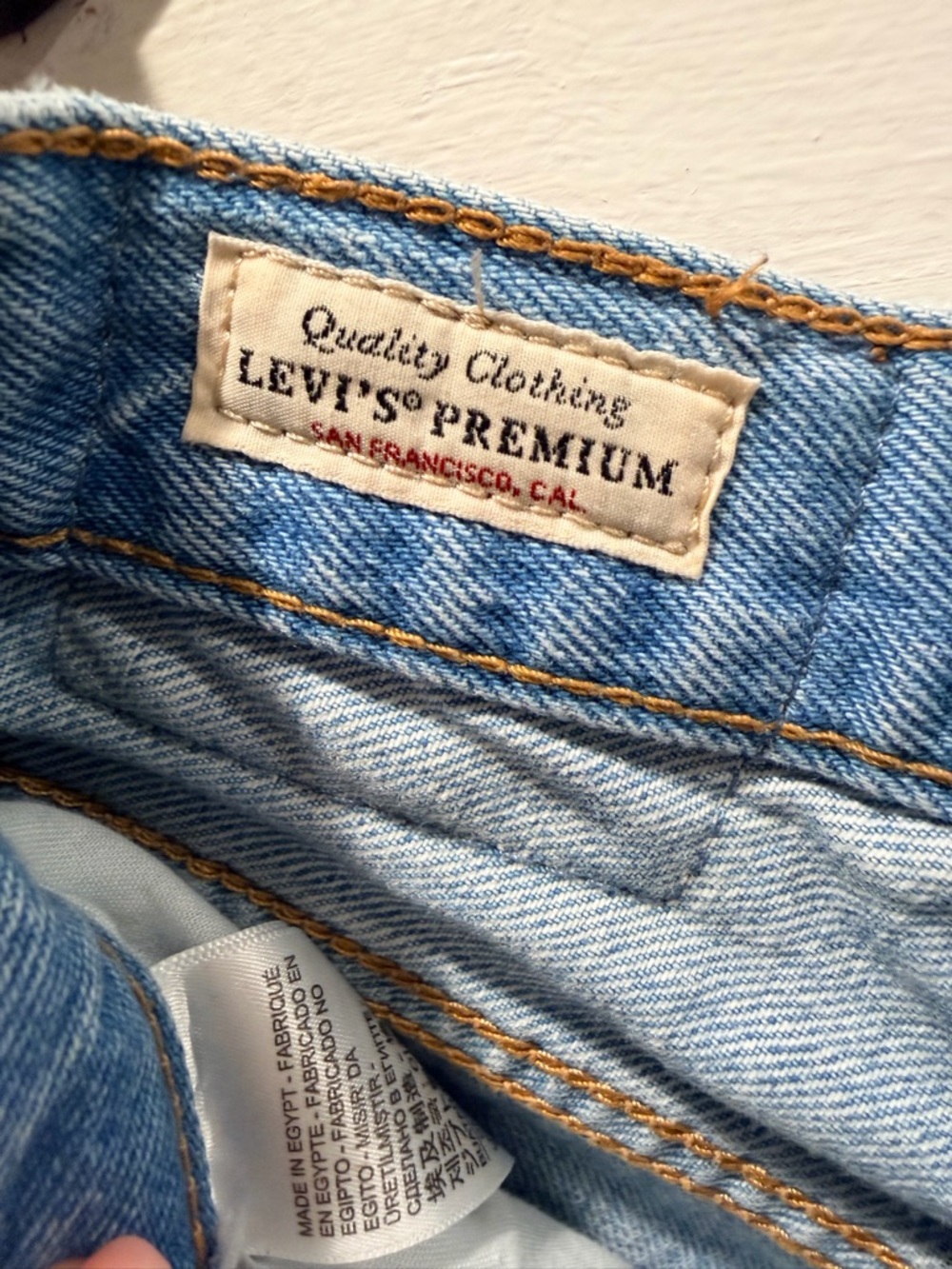 Levi's Premium Light Blue Distressed Cutoff Denim Shorts - Picture 5 of 7